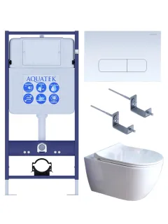 Комплект SET AQUATEK ПОЛАРИС-01-013 4в1 унитаз с инсталляцией кнопкой и сиденьем микролифт